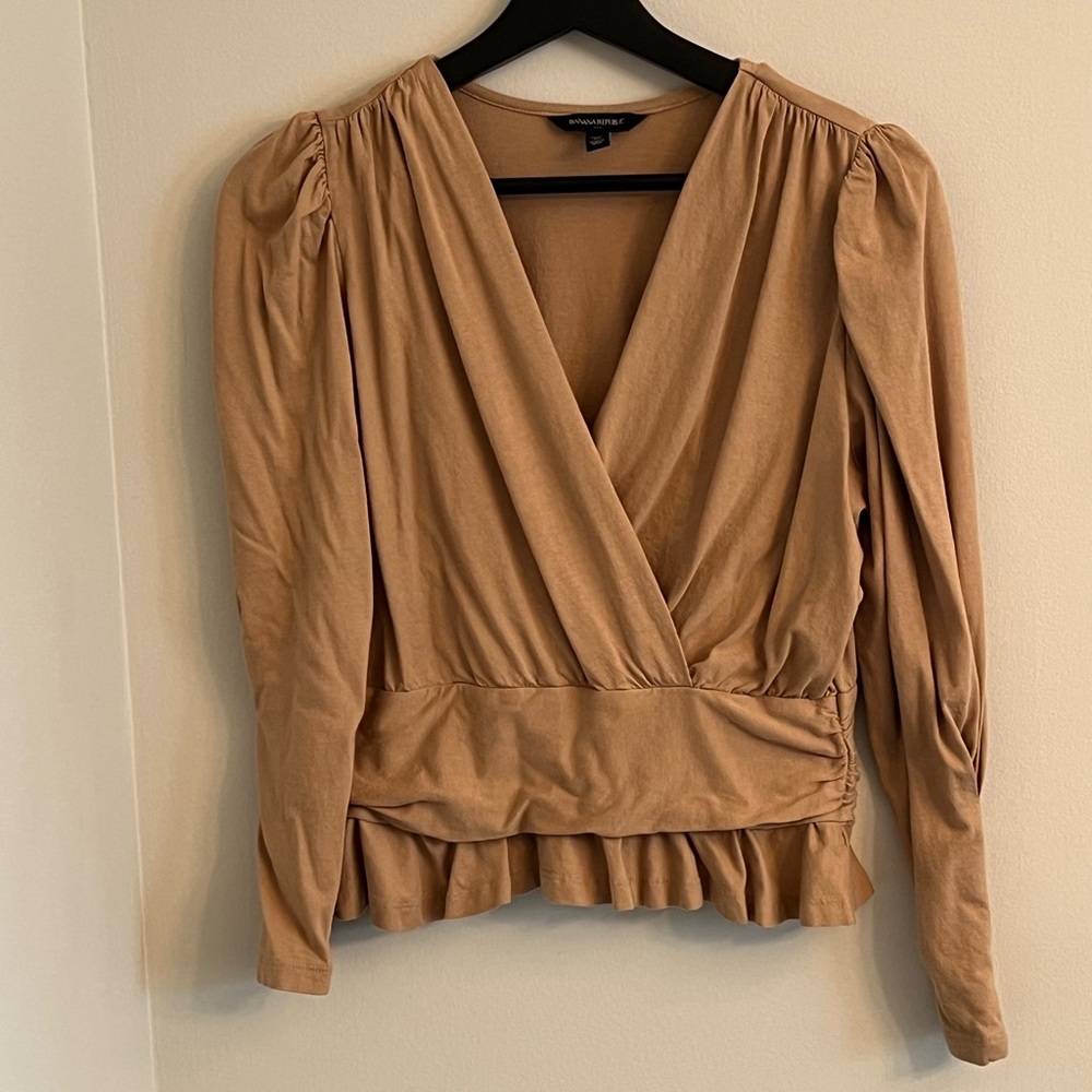 Banana Republic Tan Wrap Blouse